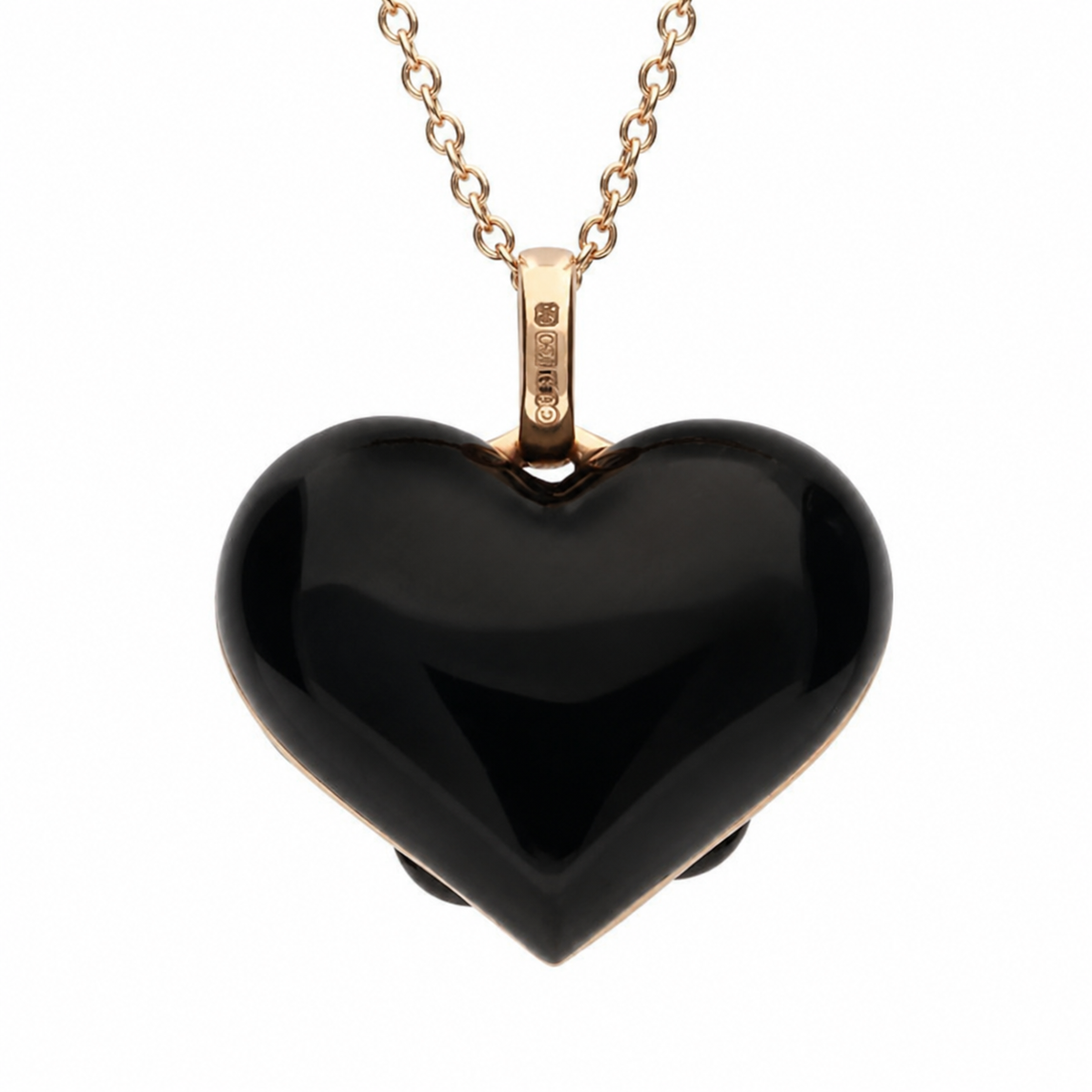 18ct Rose Gold Whitby Jet & Diamond Medium Flower Heart Two-Piece Jewellery Set - Image 3