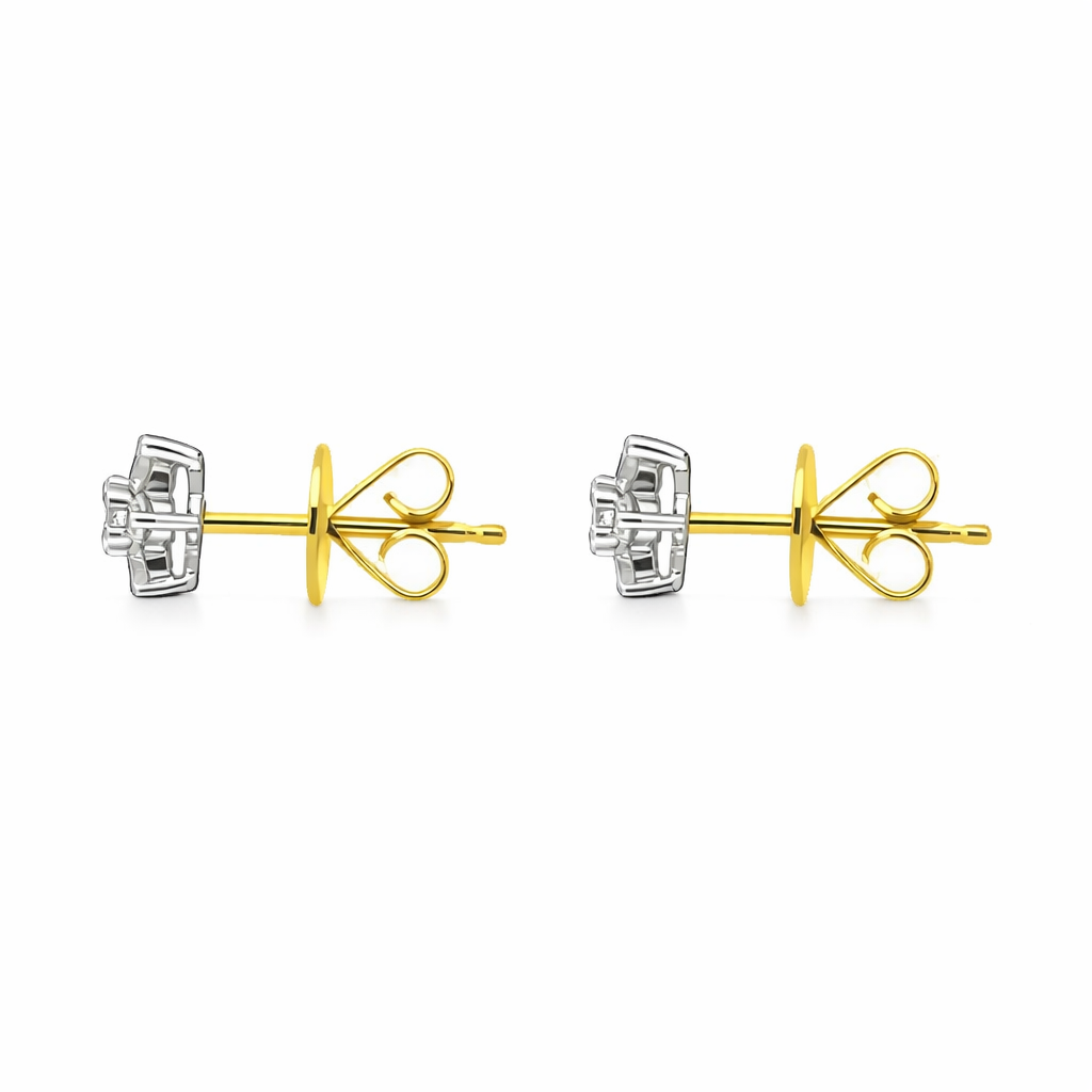 18ct White and Yellow Gold Diamond Cluster Stud Earrings 19630 Image 3