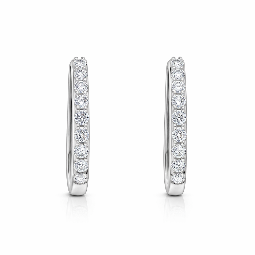 18ct White Gold 0.21ct Diamond Hoop Earrings 16278 Image 1