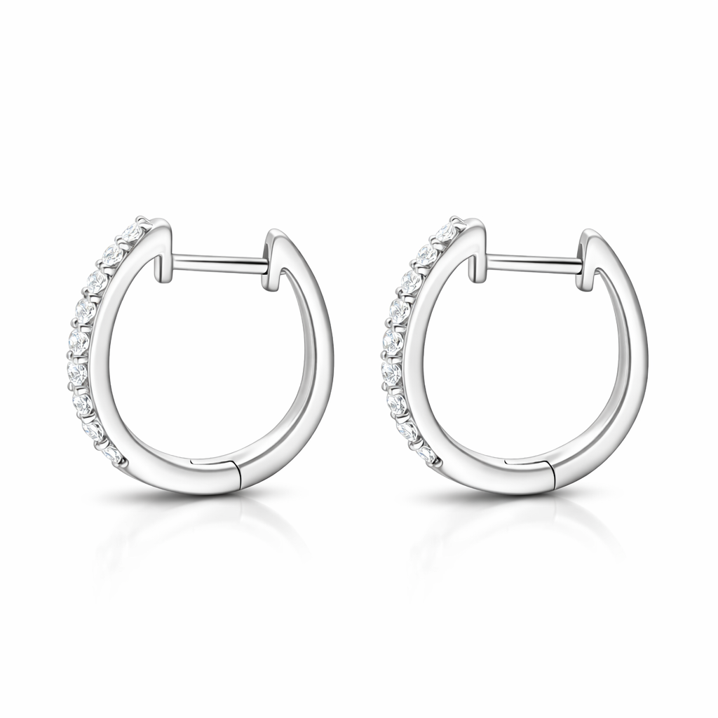 18ct White Gold 0.21ct Diamond Hoop Earrings 16278 Image 3