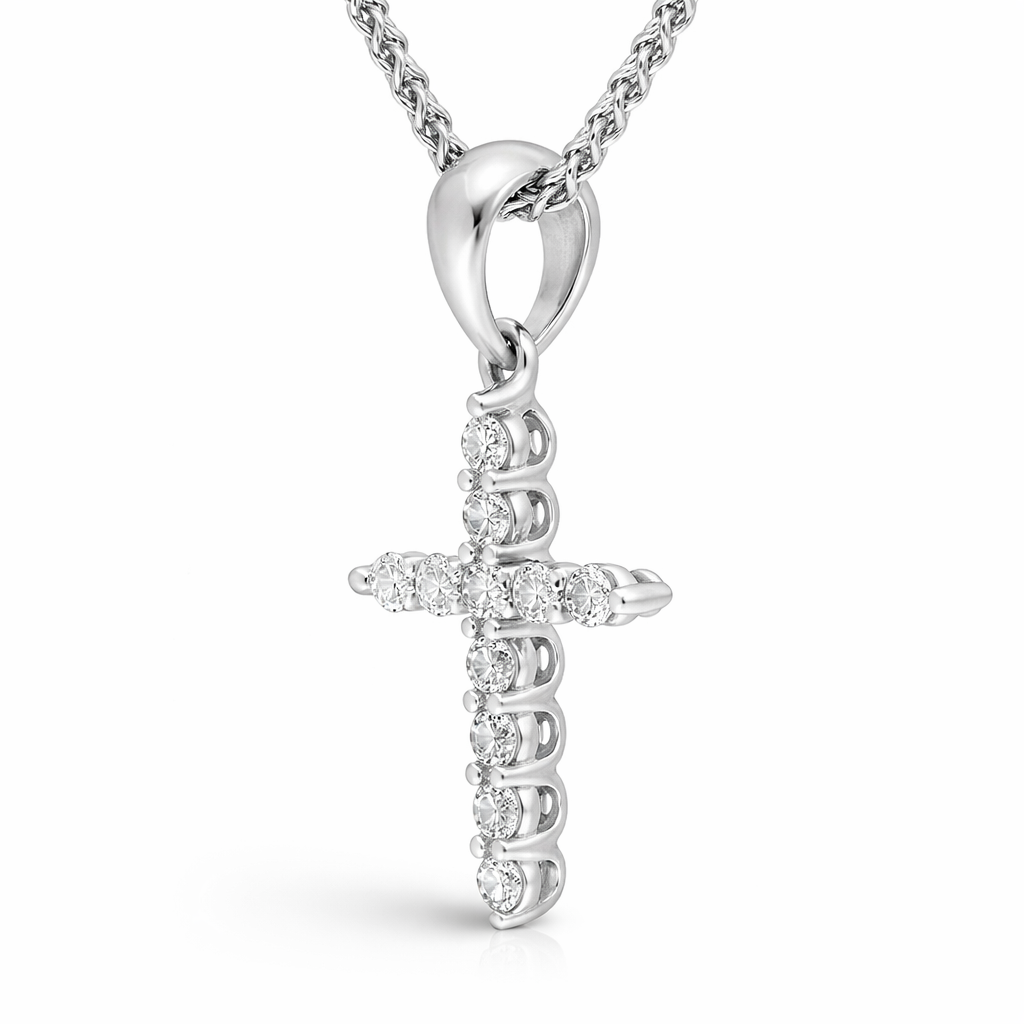 18ct White Gold 0.24ct Diamond Cross Pendant 18811 Image 2
