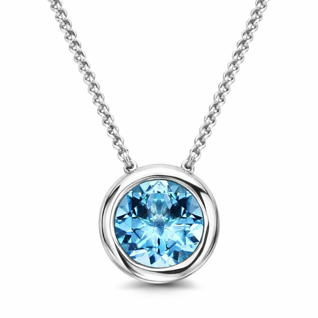 18ct White Gold 0.28ct Aquamarine Martini Slider Necklace DMN-2157 Image 1
