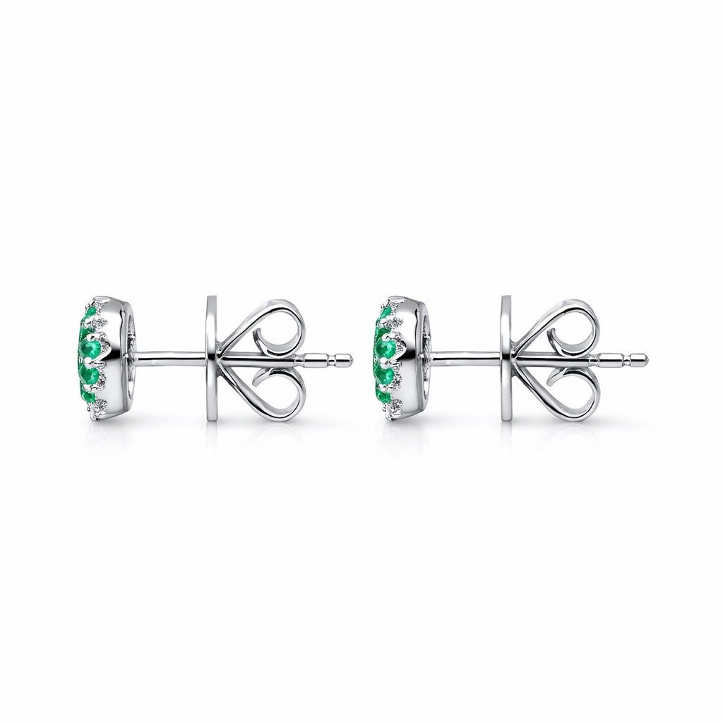 18ct White Gold 0.29ct Emerald Diamond Oval Stud Earrings DMN-1789 Image 2