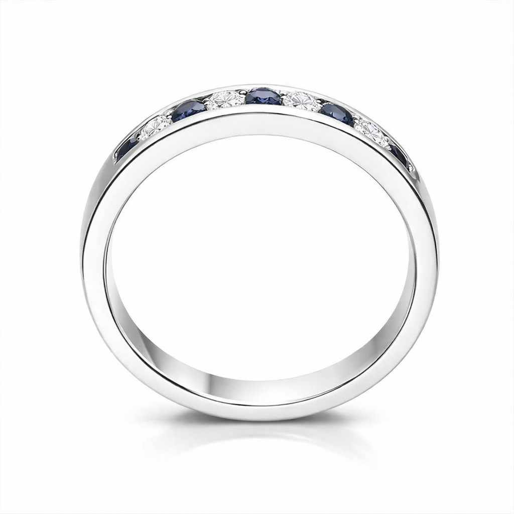 18ct White Gold 0.29ct Sapphire and Diamond Half Eternity Ring DMN-1947 Image 2