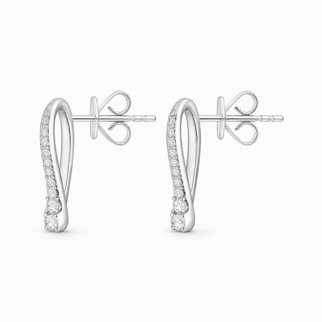 18ct White Gold 0.30ct Diamond Open Bell Shaped Earrings 16251 Image 2