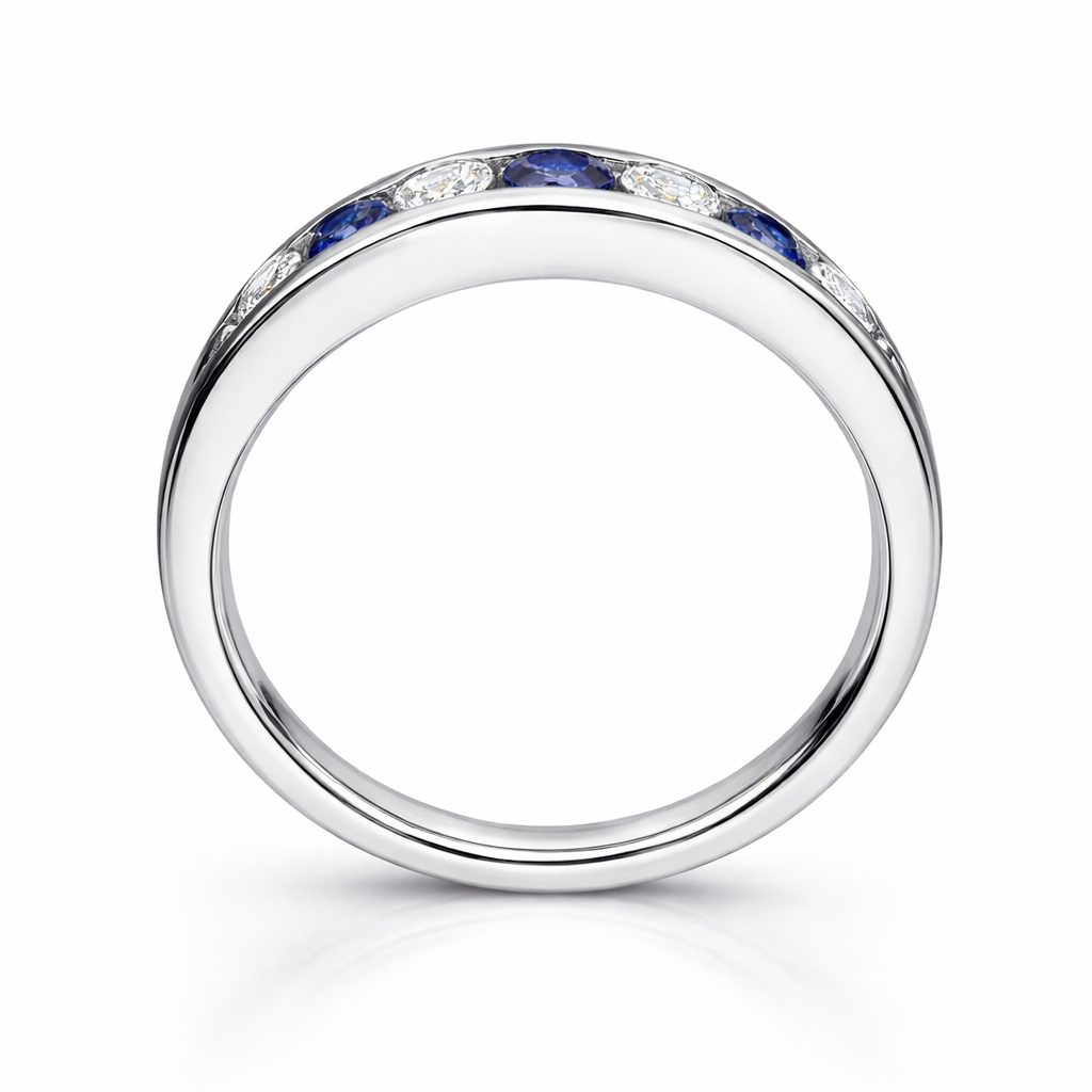 18ct White Gold 0.33ct Sapphire Diamond Graduating Ring DMN-1998 Image 2