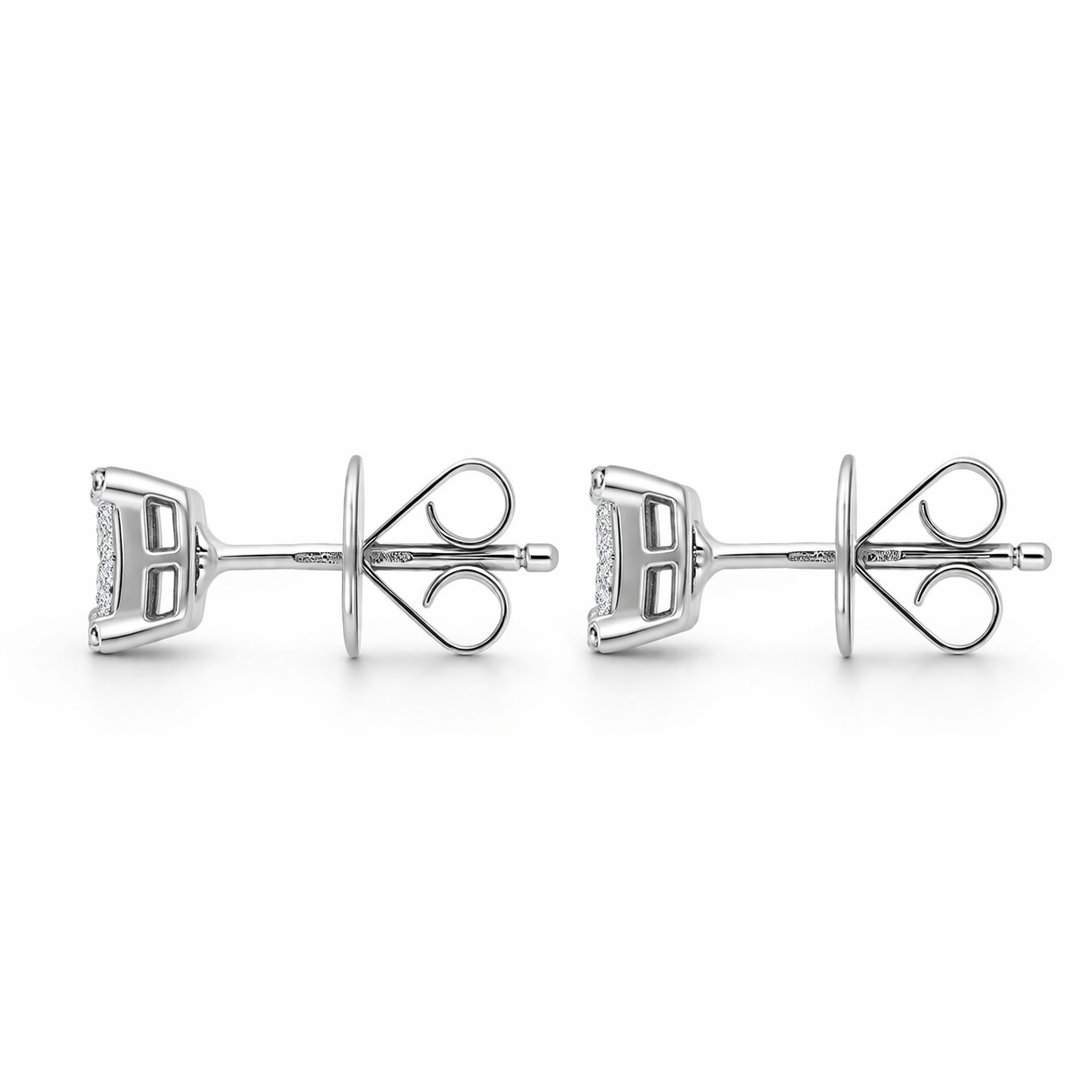 18ct White Gold 0.34ct Diamond Baguette Cut Cluster Stud Earrings 16311 Image 2