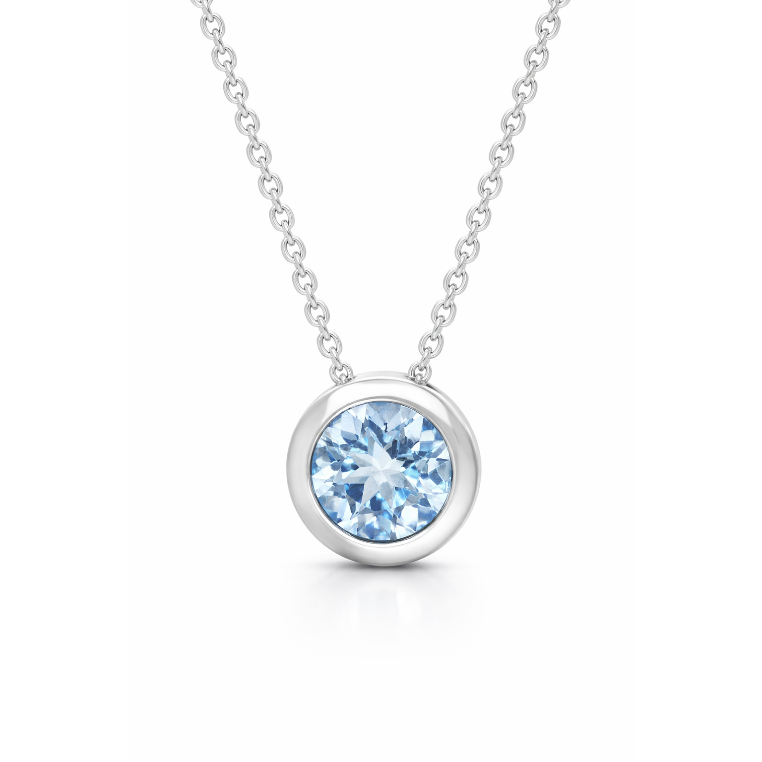 18ct White Gold 0.38ct Aquamarine Martini Slider Necklace 54590AQ Image 1