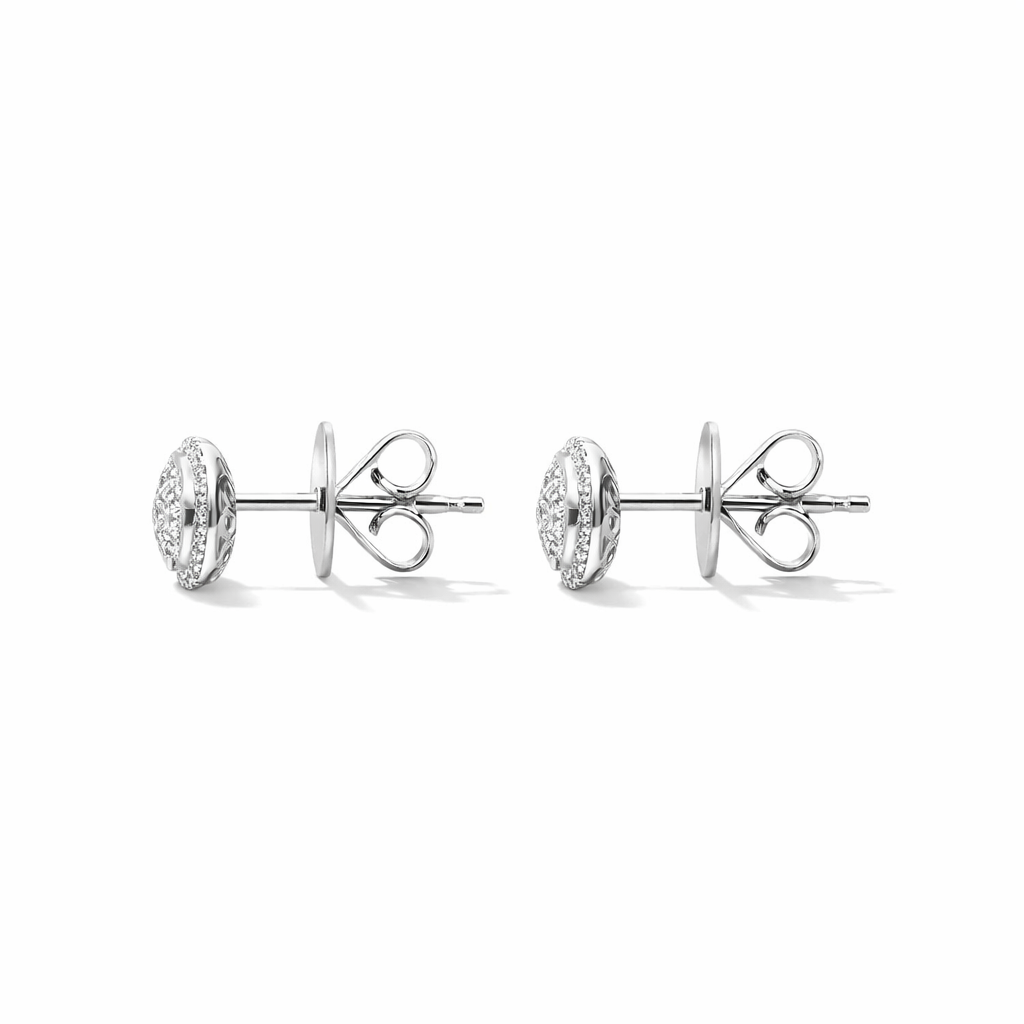18ct White Gold 0.42ct Diamond Round Cluster Stud Earrings DMN-1974 Image 2
