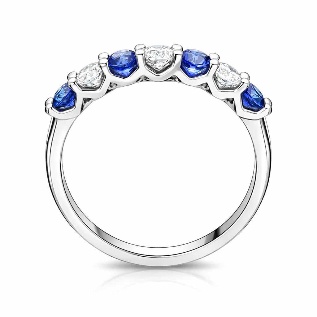 18ct White Gold 0.50ct Sapphire Diamond Half Eternity Ring DMN-1952 Image 2