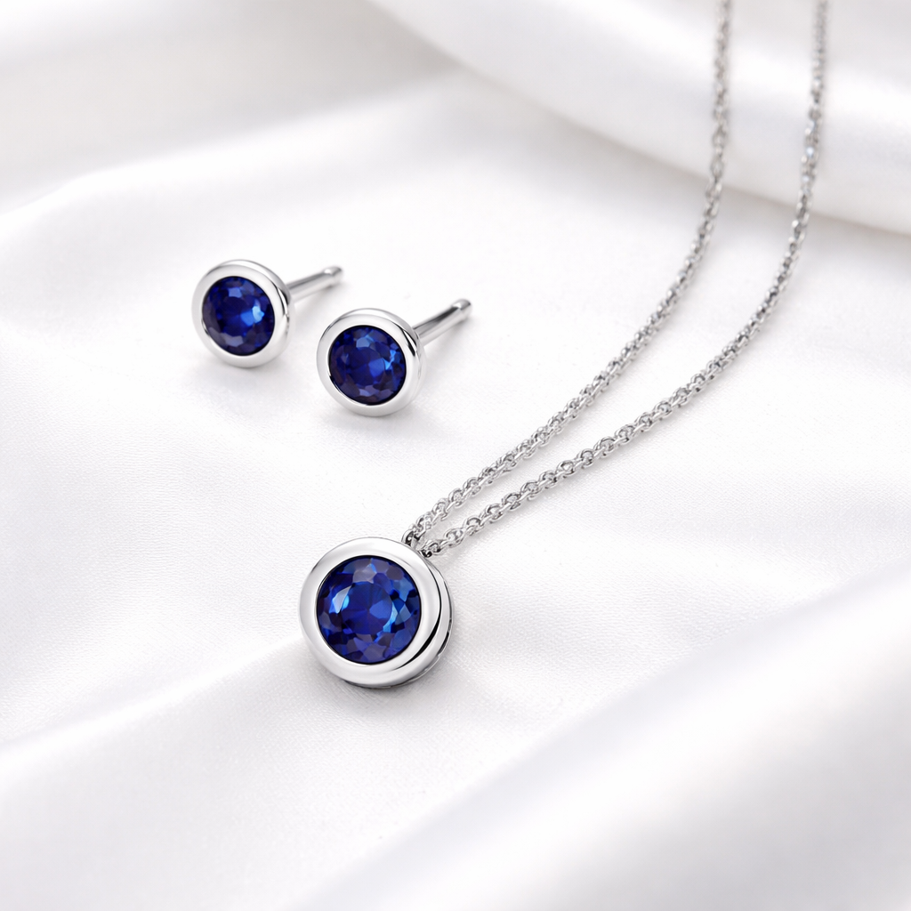 18ct White Gold 0.50ct Sapphire Solitaire Stud Earrings DMN-2003 Image 4