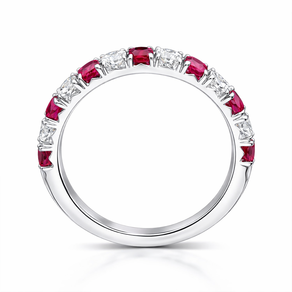 18ct White Gold 0.52ct Ruby Diamond Half Eternity Ring DMN-2004 Image 2