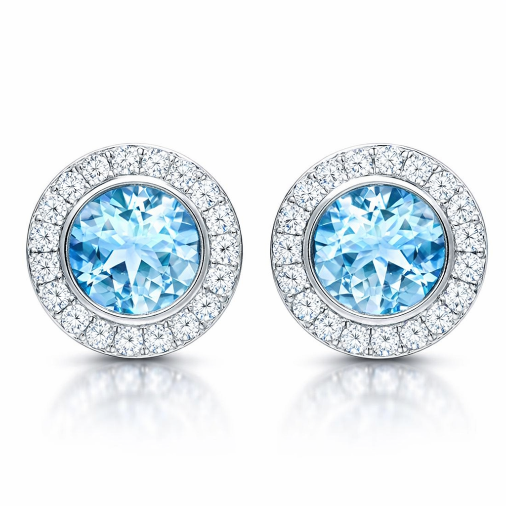 18ct White Gold 0.54ct Aquamarine Diamond Stud Earrings 59730A19 Image 1