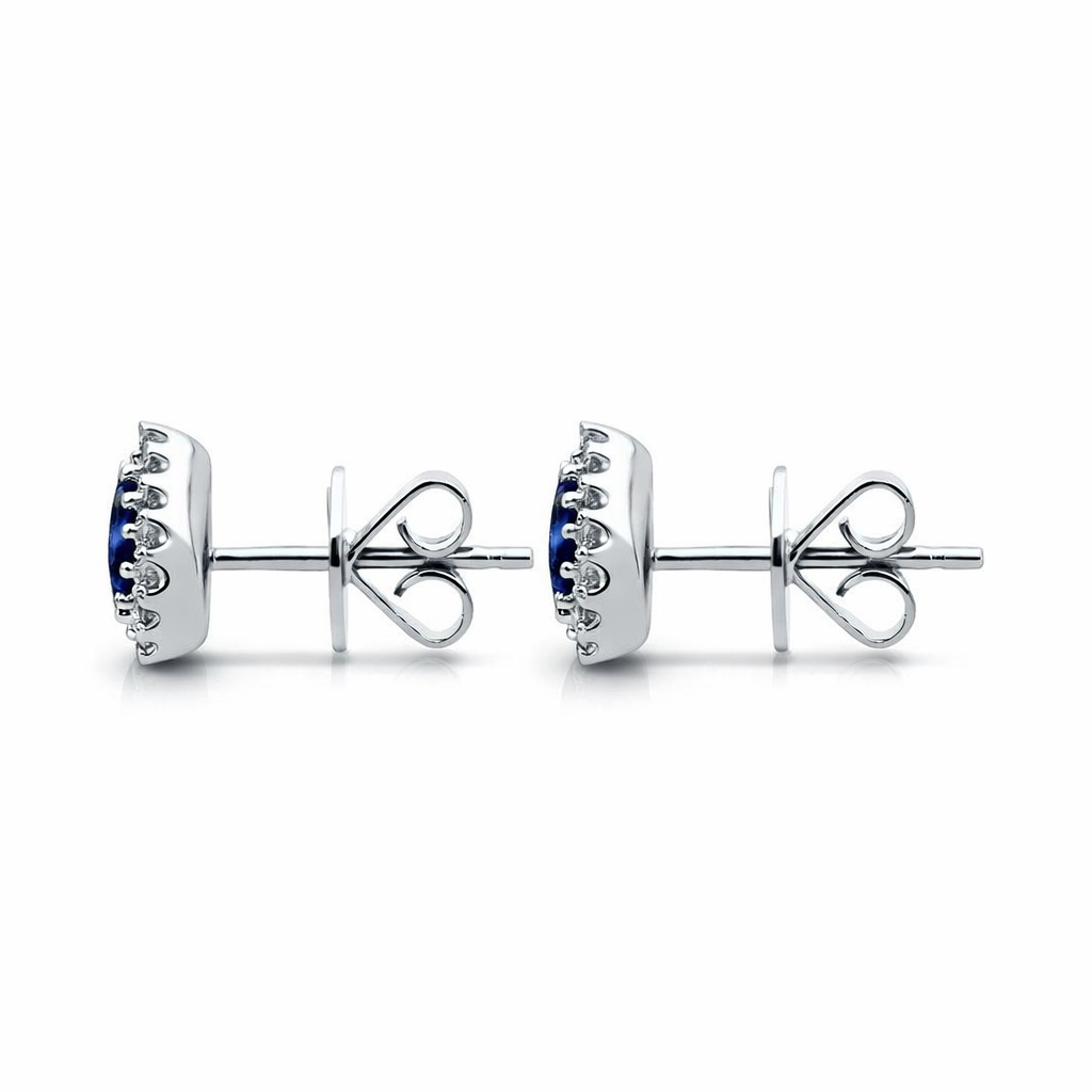 18ct White Gold 0.54ct Sapphire Diamond Pear Cut Stud Earrings DMN-1384 Image 2