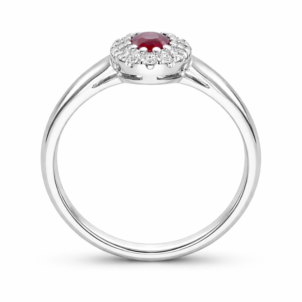 18ct White Gold 0.55ct Ruby Diamond Oval Ring DMN-1962 Image 3