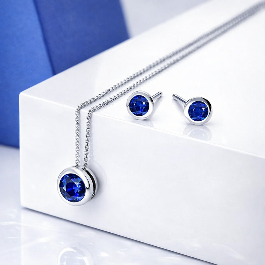 18ct White Gold 0.58ct Sapphire Martini Slider Necklace DMN-2161 Image 3
