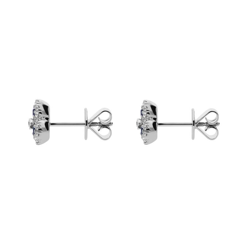 18ct White Gold 0.66ct Sapphire and Diamond Cluster Earrings DMN-161 Image 2
