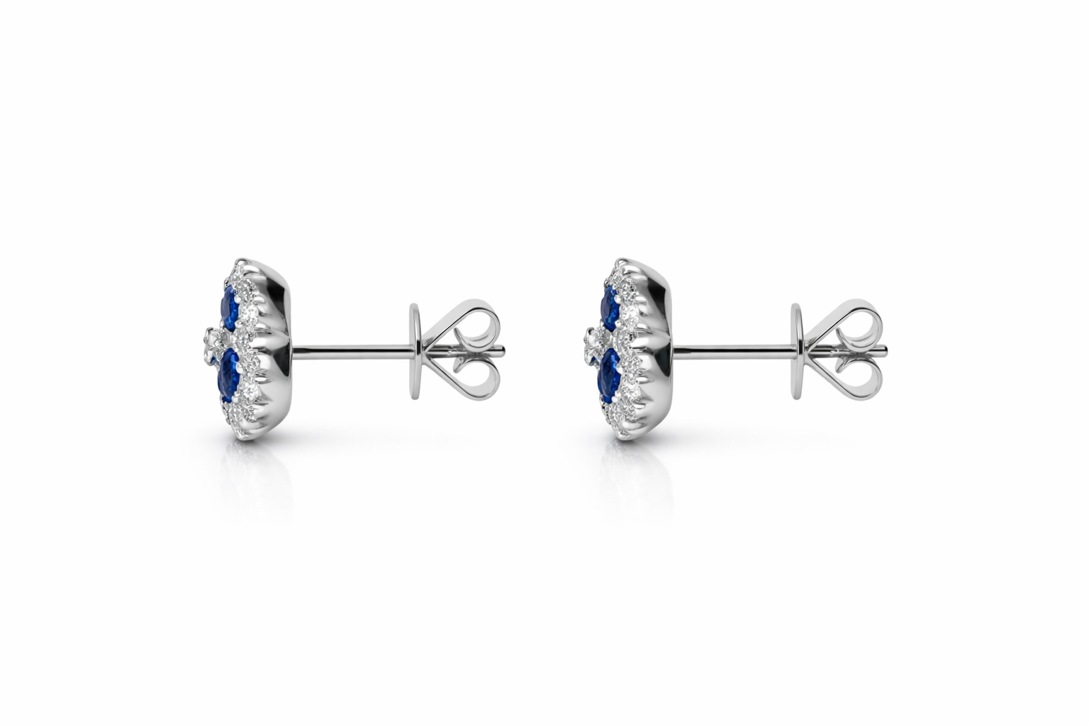 18ct White Gold 0.66ct Sapphire and Diamond Cluster Earrings DMN-161 Image 4
