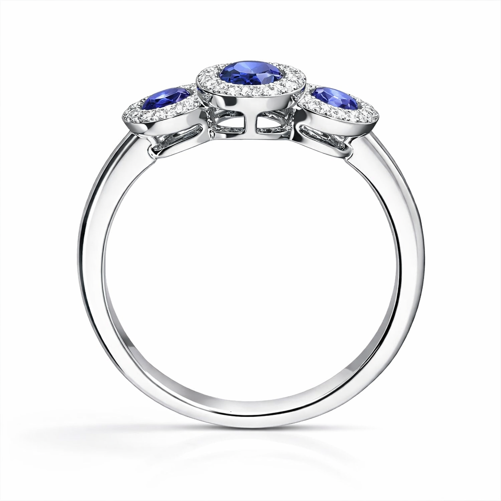 18ct White Gold 0.68ct Sapphire Diamond Ring DMN-1964 Image 2