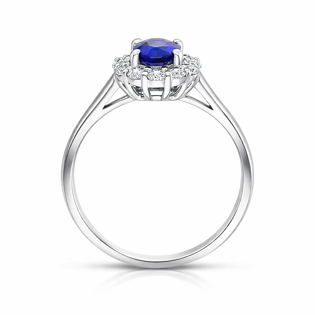 18ct White Gold 0.75ct Sapphire Diamond Halo Ring G1955 Image 3