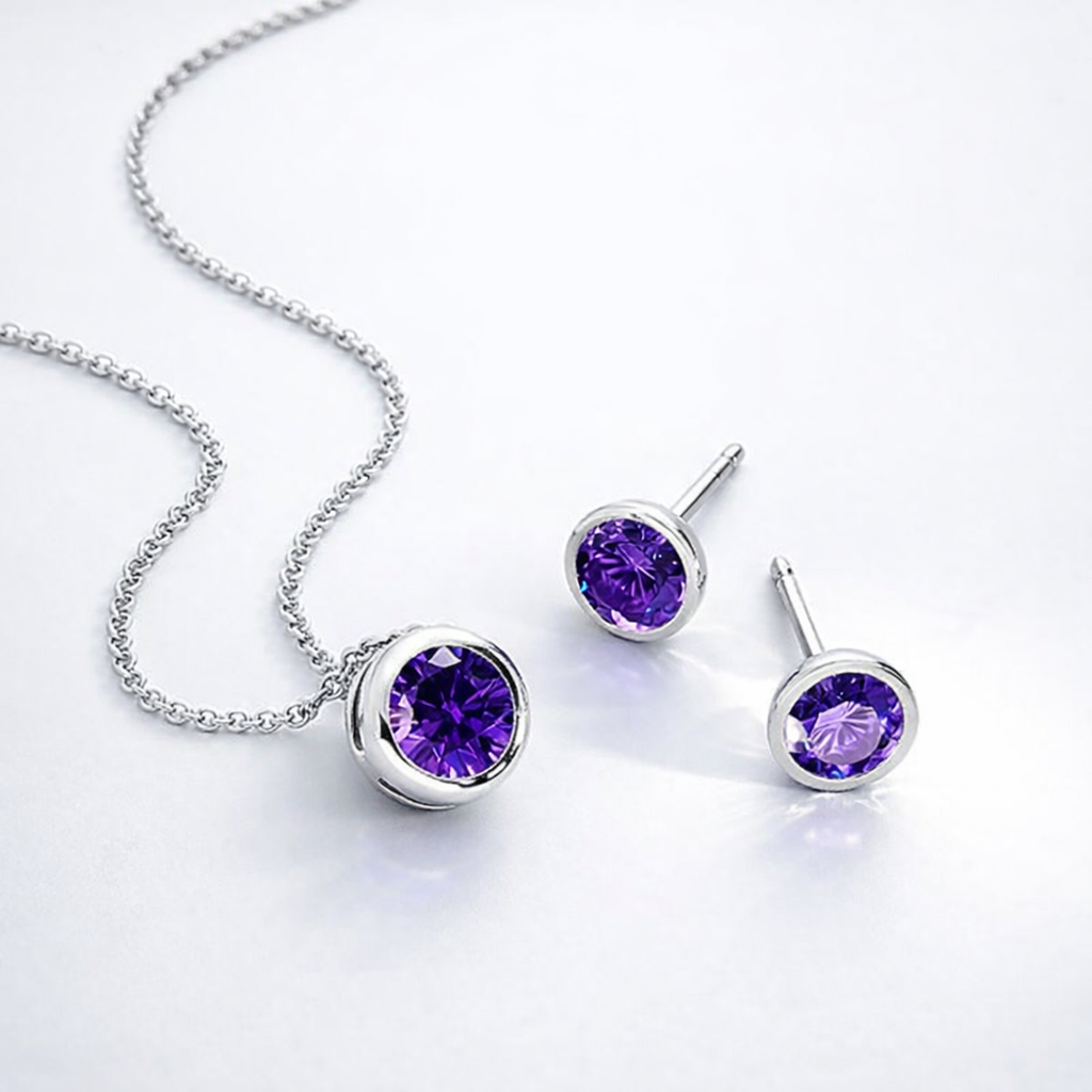 18ct White Gold 0.88ct Amethyst Round Stud Earrings 12850A3 Image 3