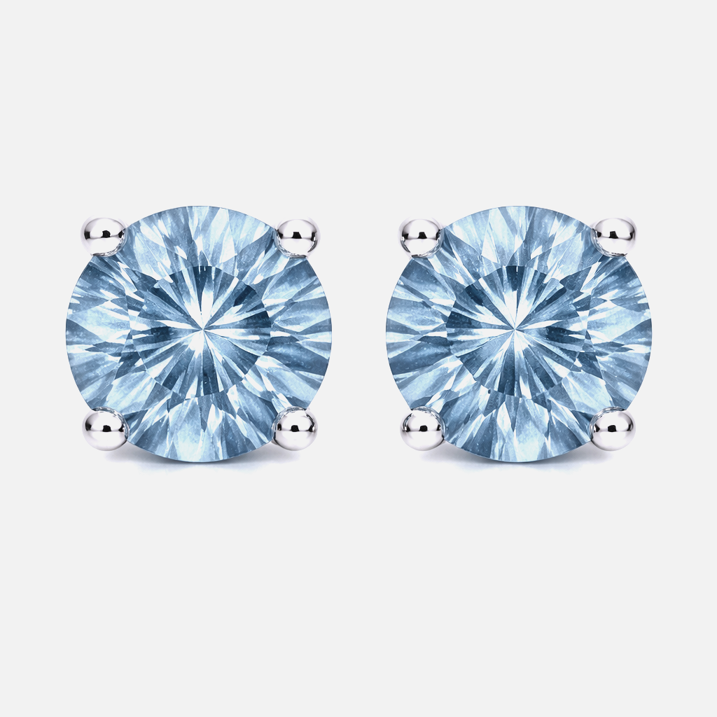18ct White Gold 0.93ct Aquamarine Solitaire Stud Earrings DMN-1644 Image 1