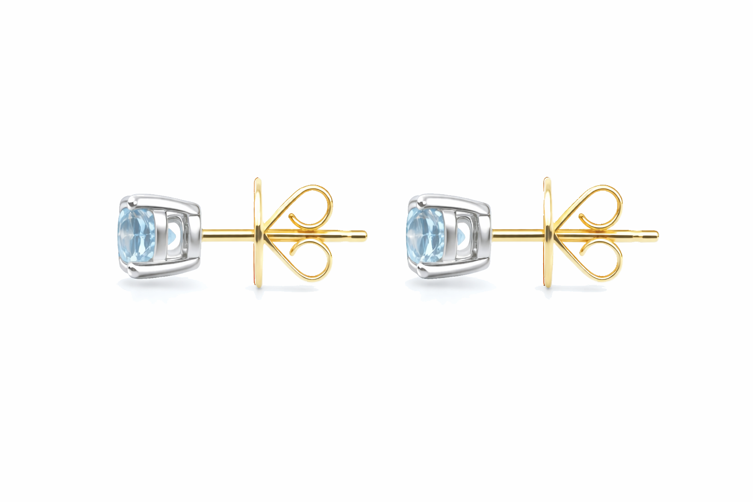 18ct White Gold 0.93ct Aquamarine Solitaire Stud Earrings DMN-1729 Image 2