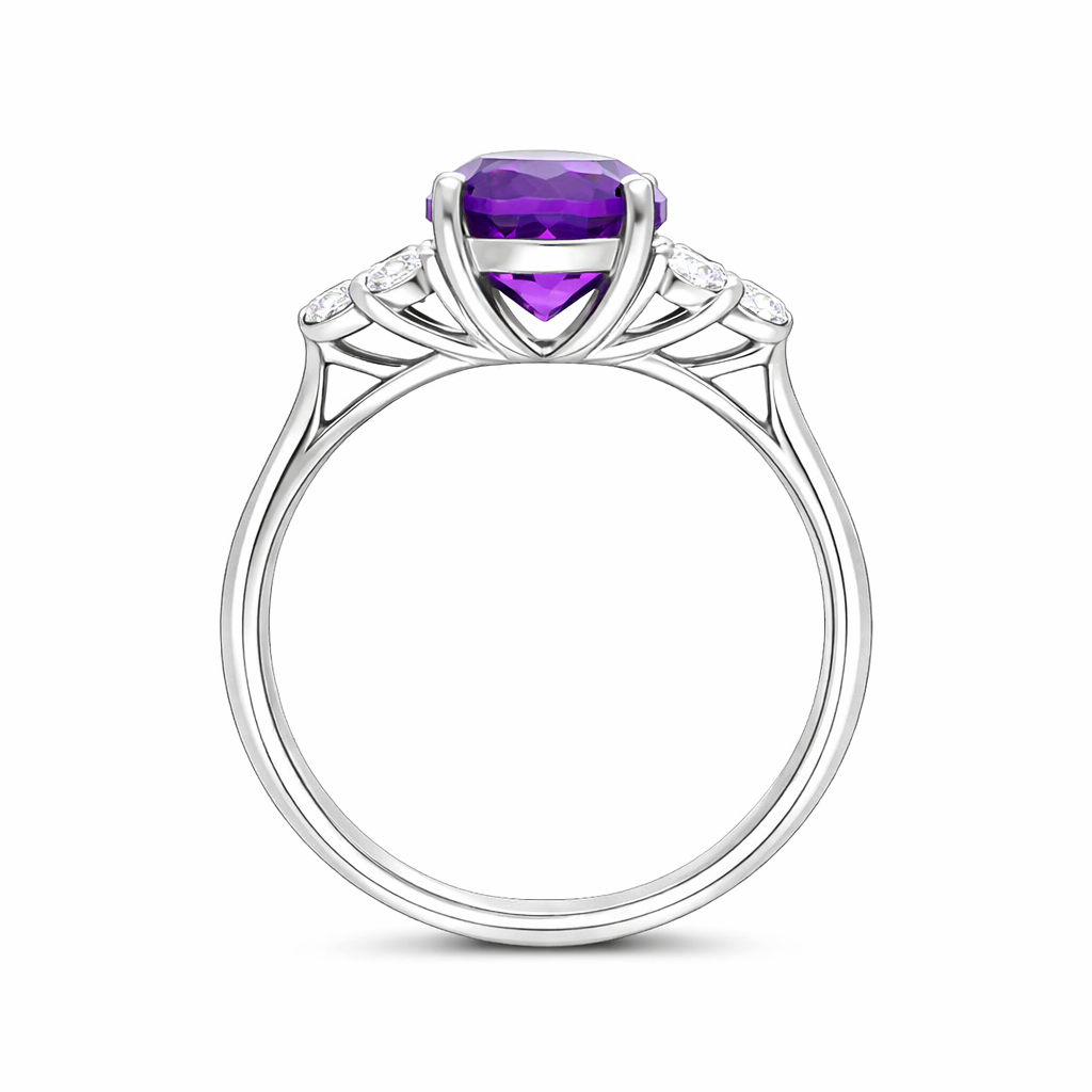 18ct White Gold 1.30ct Amethyst Diamond Cluster Round Cut Ring H870 Image 2