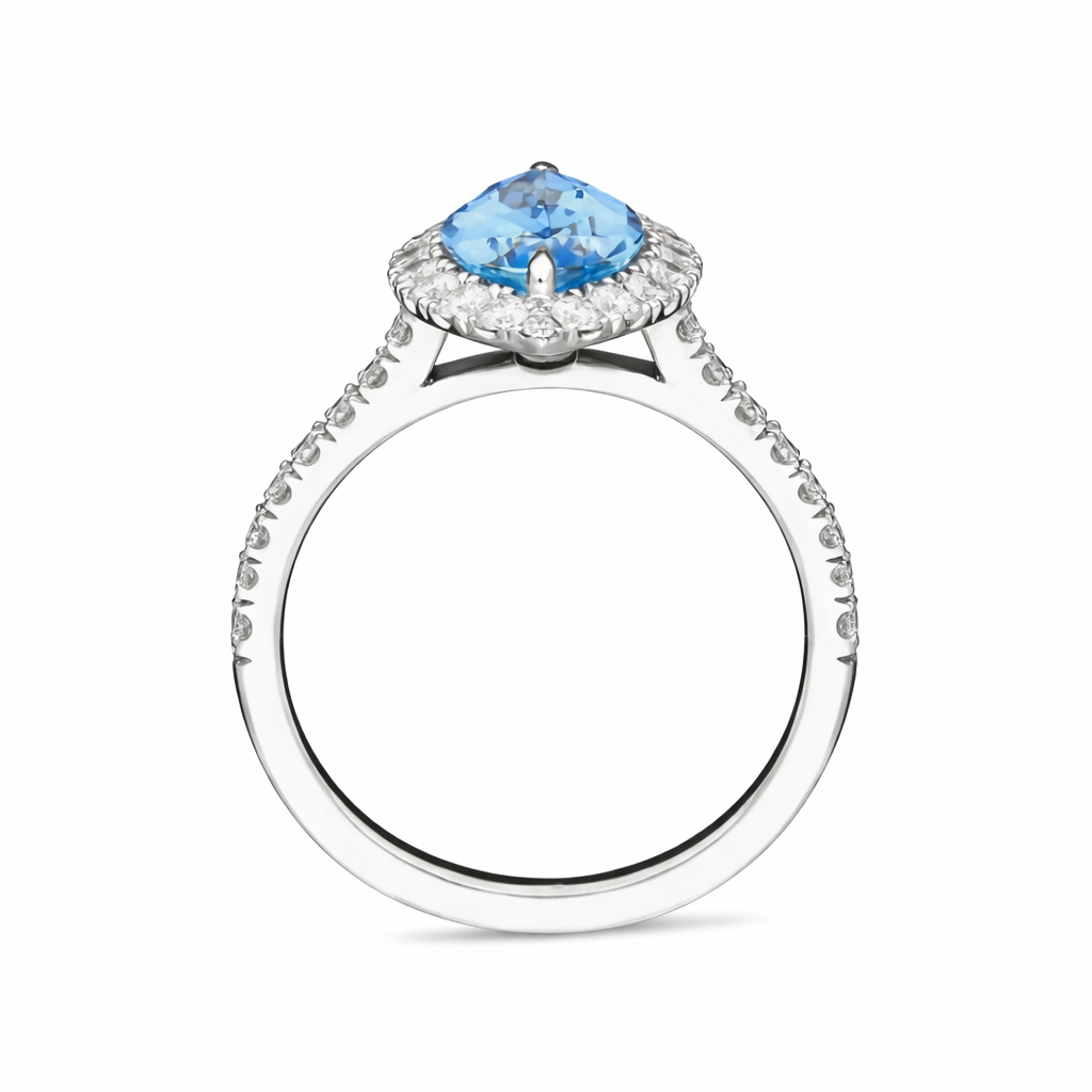 18ct White Gold 1.51ct Aquamarine Diamond Marquise Ring DMN-1390 Image 2