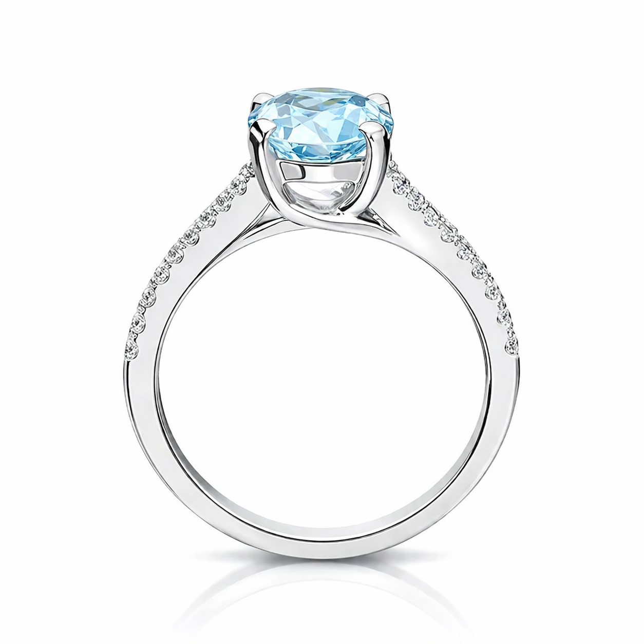 18ct White Gold 1.73ct Aquamarine and Diamond Oval Cut Ring DMN-1993 Image 2