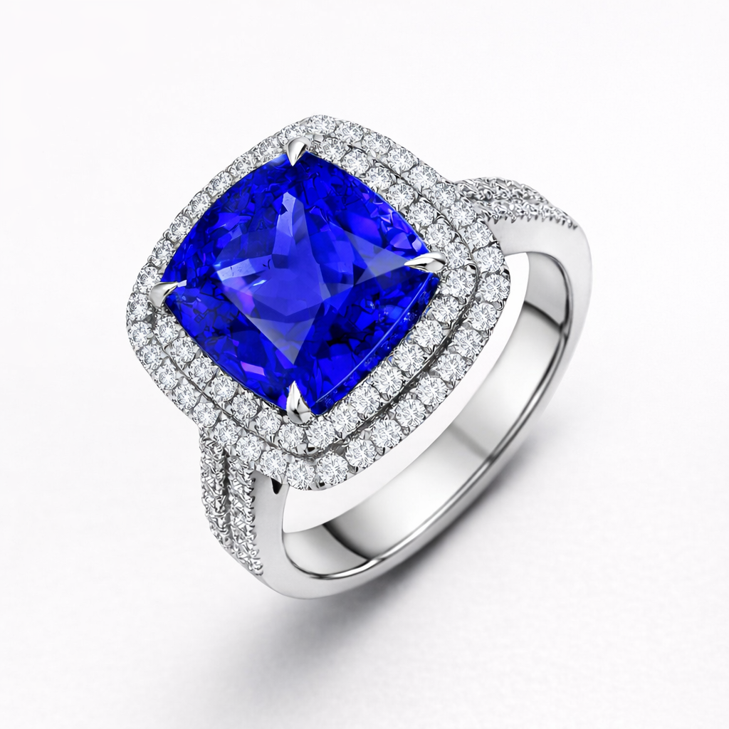 18ct White Gold 6.84ct Tanzanite and Diamond Dress Ring DMN-980 Image 1