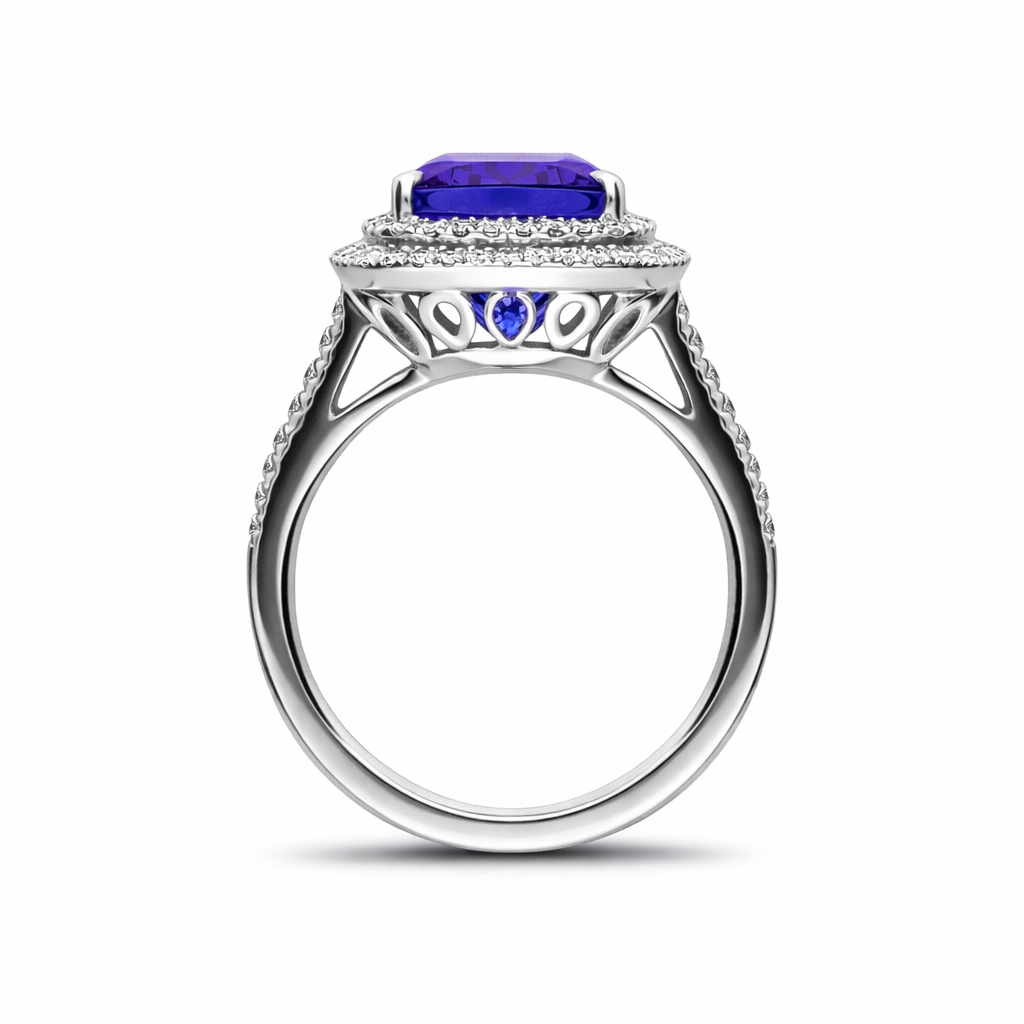 18ct White Gold 6.84ct Tanzanite and Diamond Dress Ring DMN-980 Image 2
