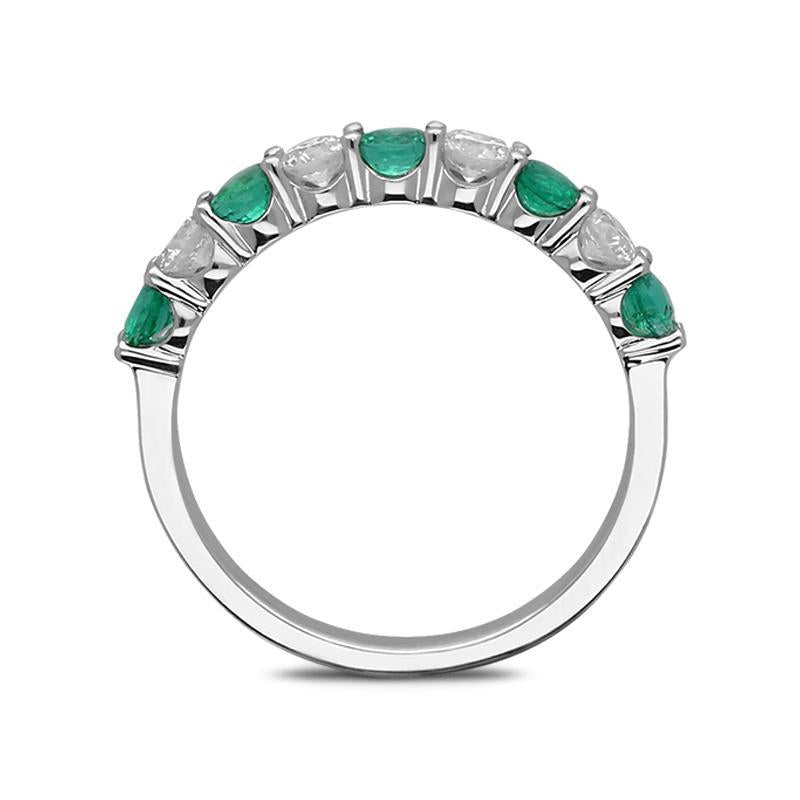 18ct White Gold Emerald and Diamond Half Eternity Ring SNT-097 Image 2