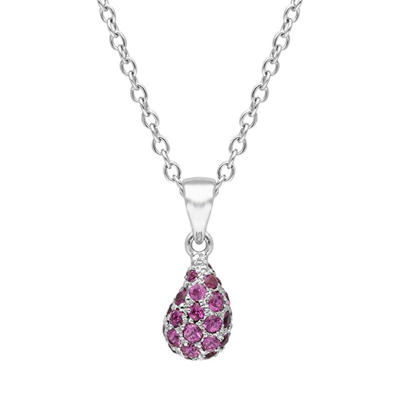 18ct White Gold Pink Sapphire and Diamond Oval Necklace COO29050_ Image 1
