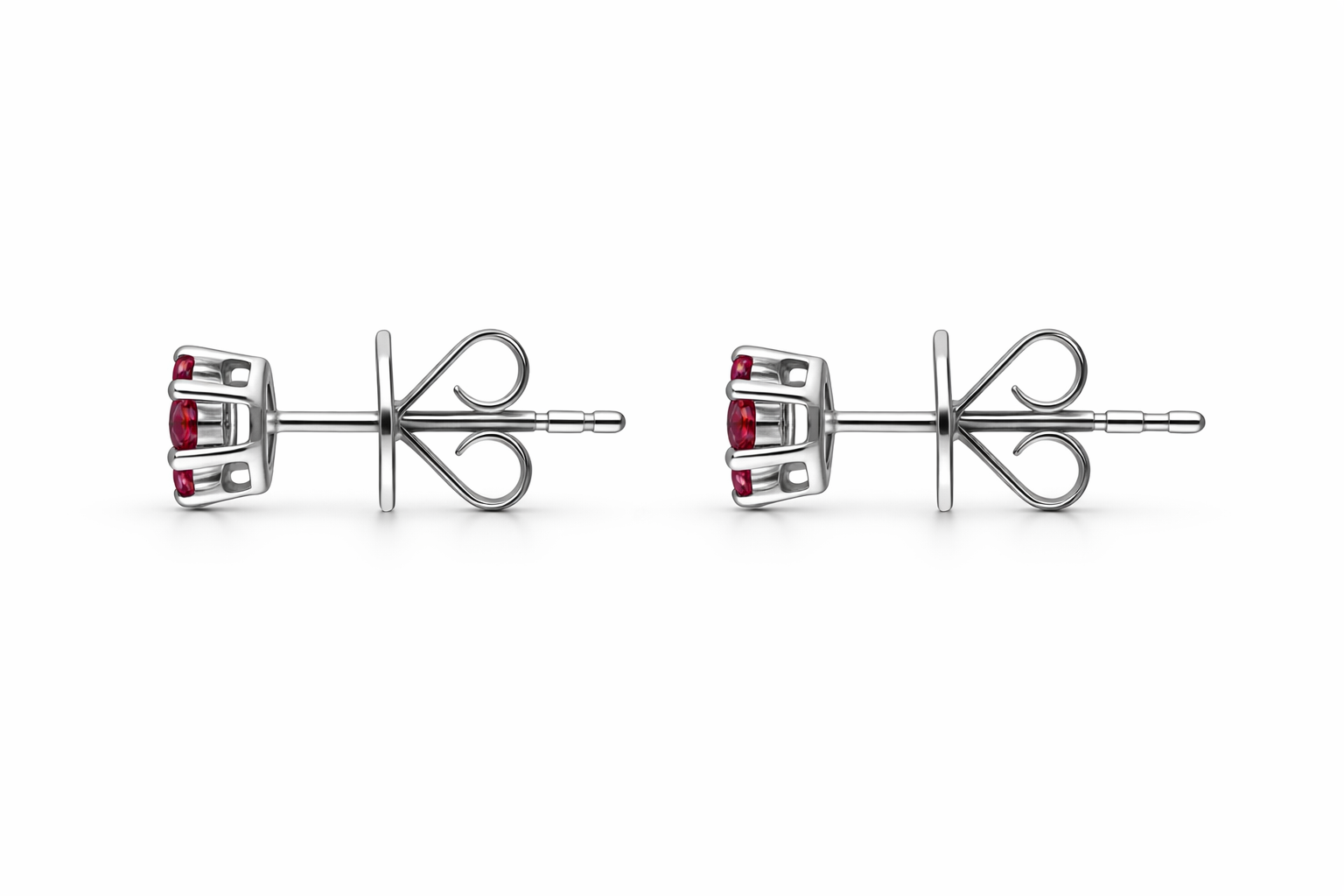 18ct White Gold Ruby Diamond Cluster Stud Earrings 36846 Image 3