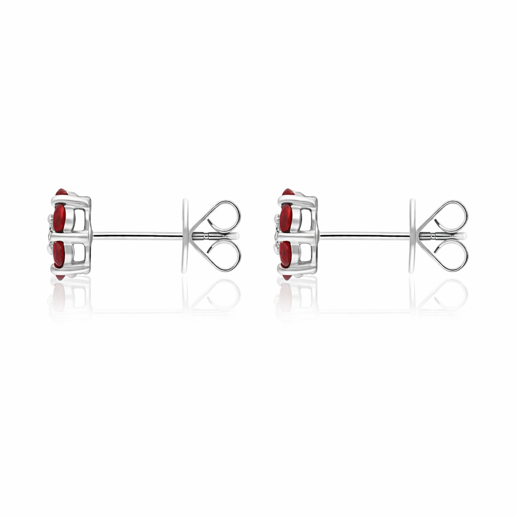 18ct White Gold Ruby Diamond Flower Stud Earrings 39728 Image 2