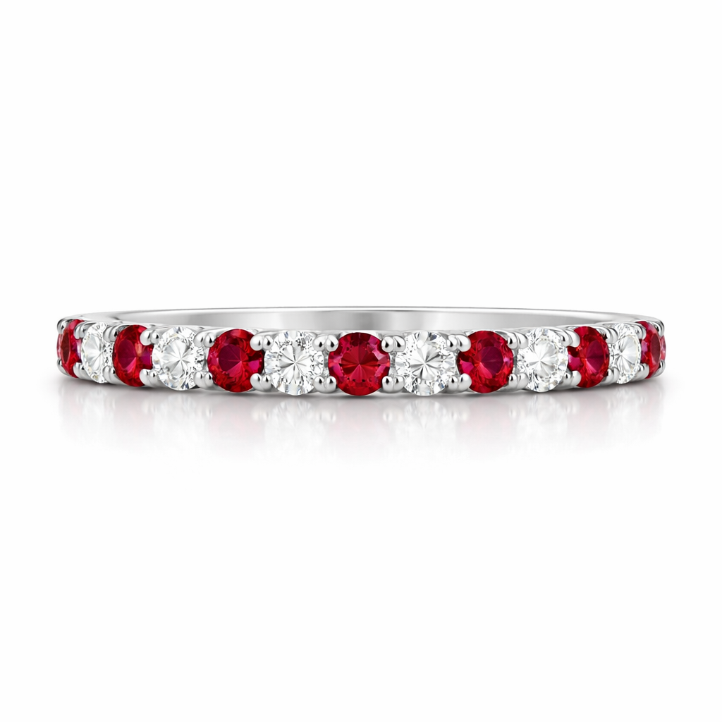 18ct White Gold Ruby Diamond Half Eternity Ring G43 Image 2