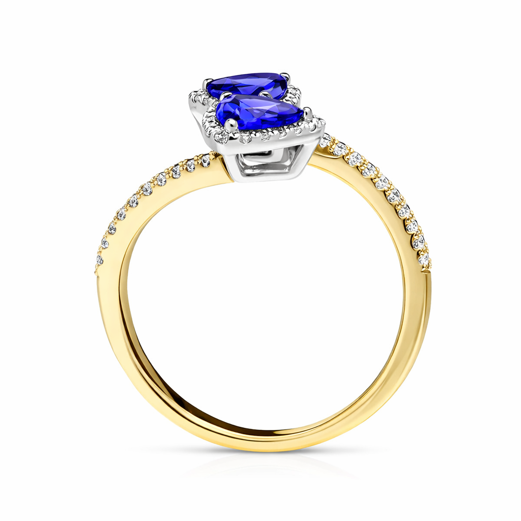 18ct Yellow Gold Tanzanite Diamond Trillion Cut Crossover Ring RTT-0427-TZ Image 3