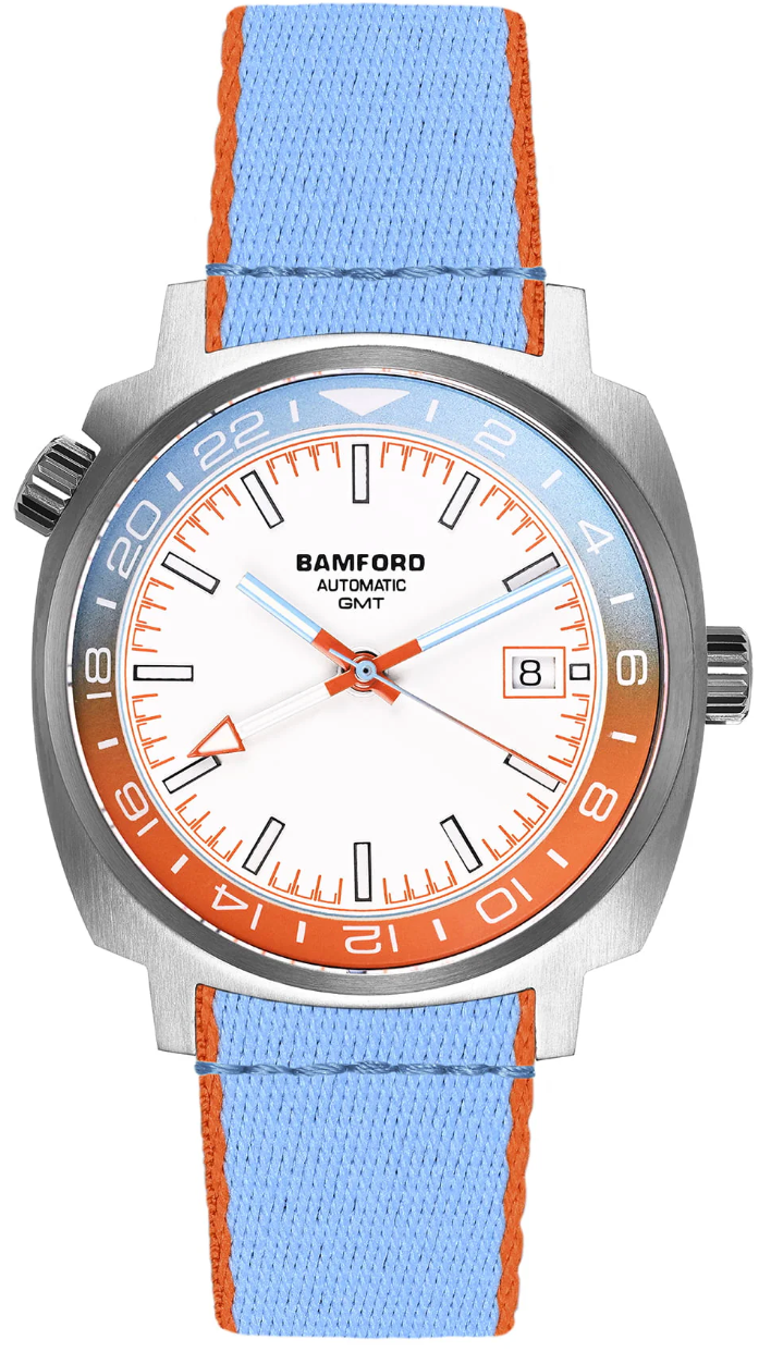 Bamford Summer GMT Caribbean Blue & Flame Orange Watch GMT-5