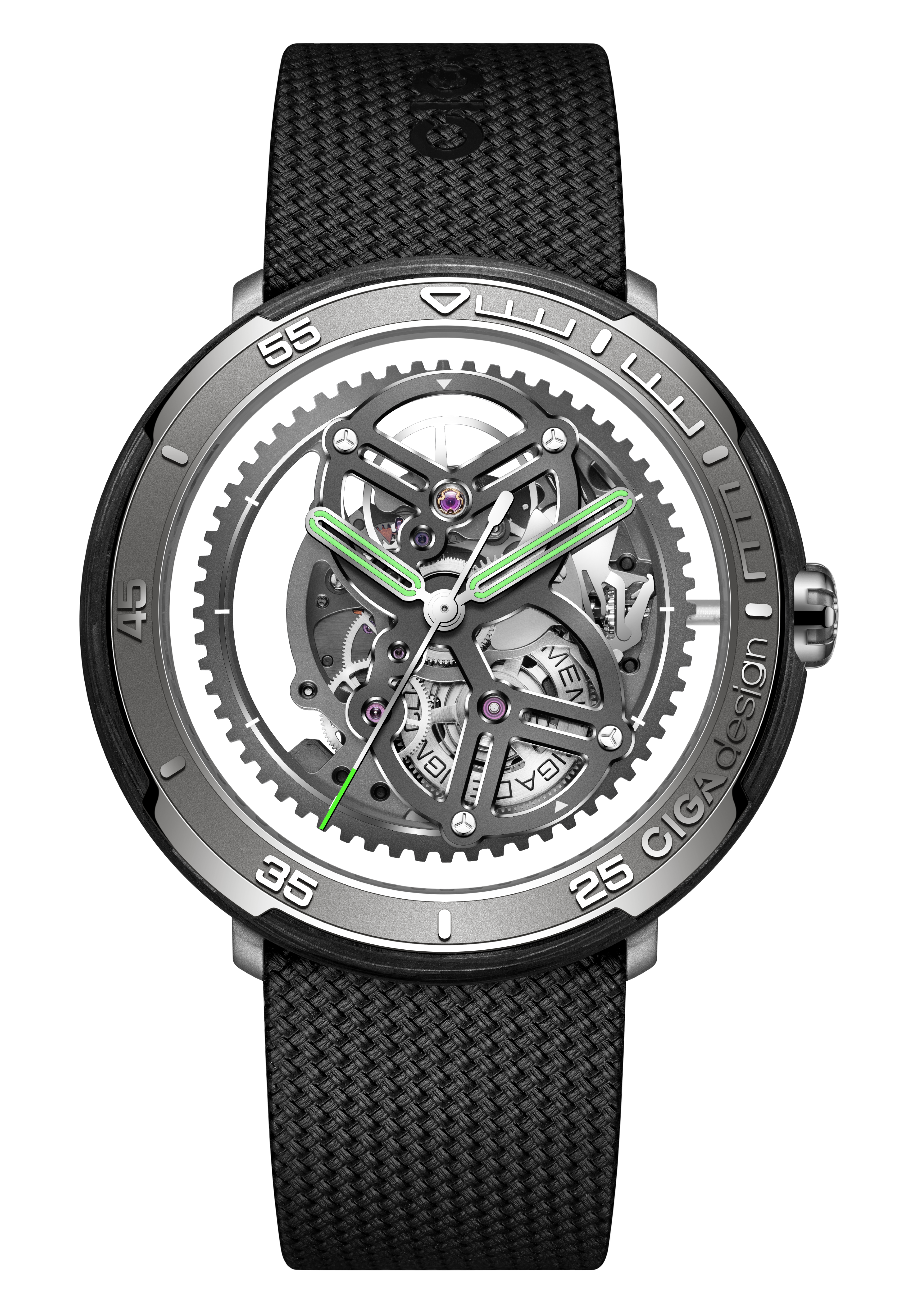 CIGA Design Racing Inspired Vector Carbon Skeleton Watch Main Product Shot