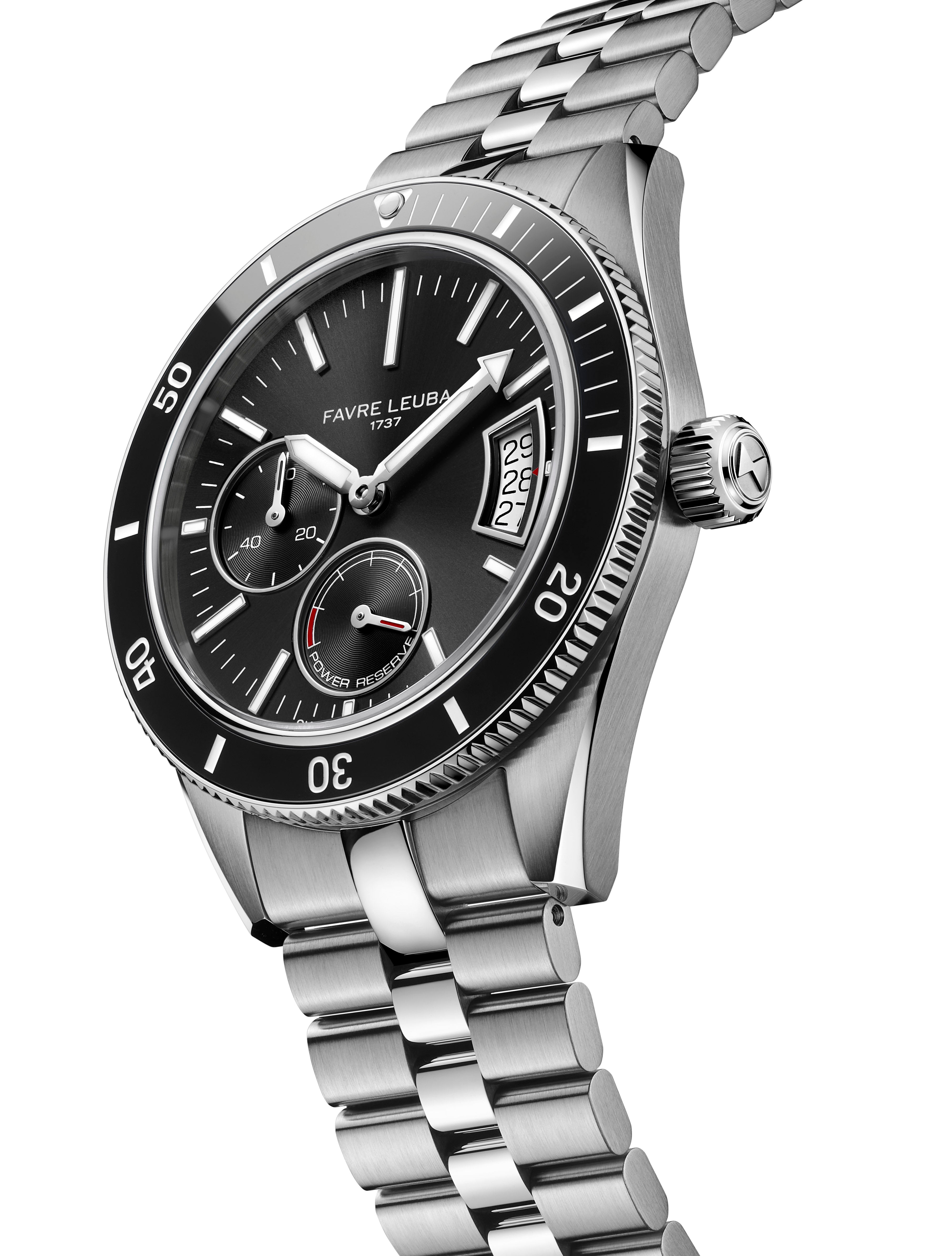 Favre Leuba Deep Raider Power Reserve Watch 00.20310.109.01.200 Black Dial Lifestyle Shot