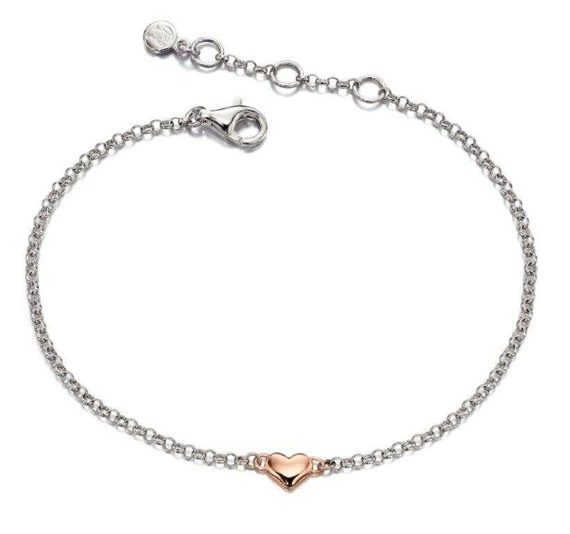 Little Star Georgiana Rose Gold Plated Sterling Silver Heart Bracelet LSB0060