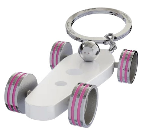 B.R.M. Key Ring Bolides by B.R.M White w Fuchsia Wheel Support Ring White w Fuchsia Wheel Support Ring Image 1