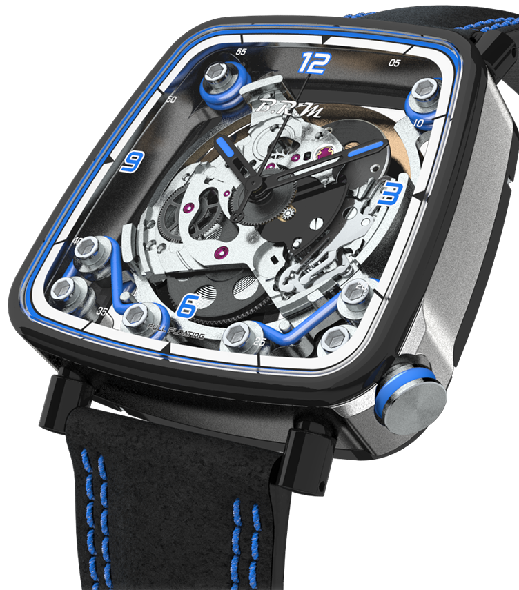 B.R.M. Watches FF39-40 Grey Titanium Black PVD Blue Watch FF39-40-TG-LFN-BLM Image 1