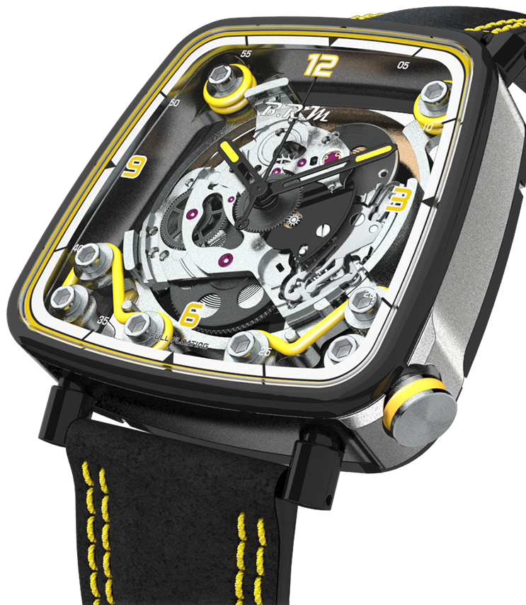 B.R.M. Watches FF39-40 Grey Titanium Black PVD Yellow Watch FF39-40-TG-LFN-J Image 1
