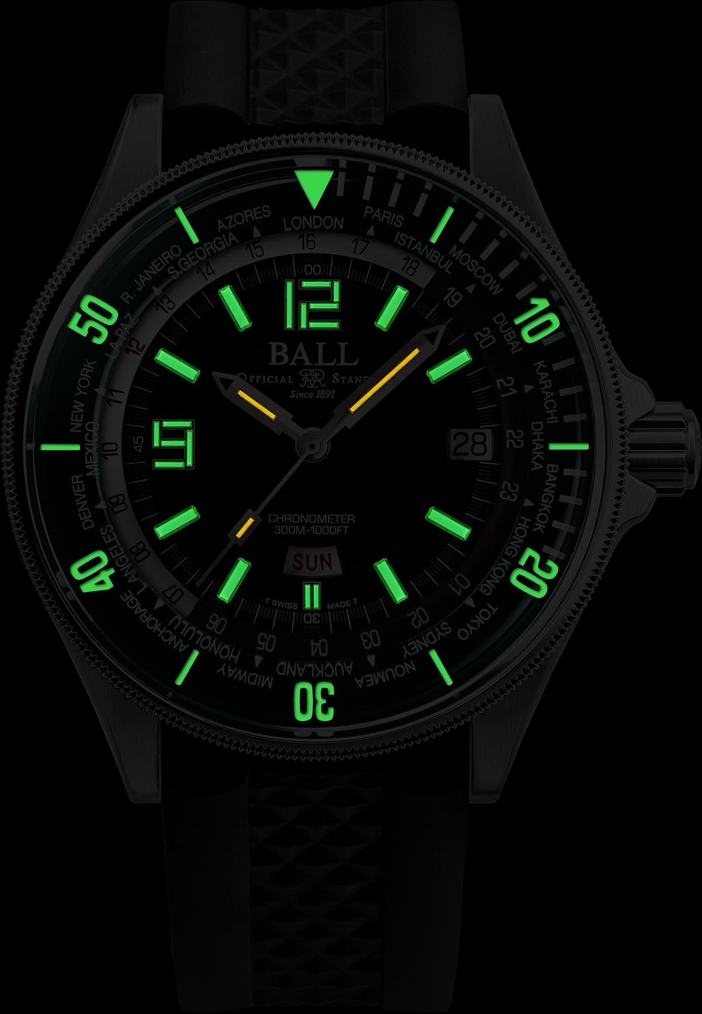 Ball Watch Company Engineer Master II Diver Worldtime Limited Edition Watch DG2232A-PC-GRBK Image 4