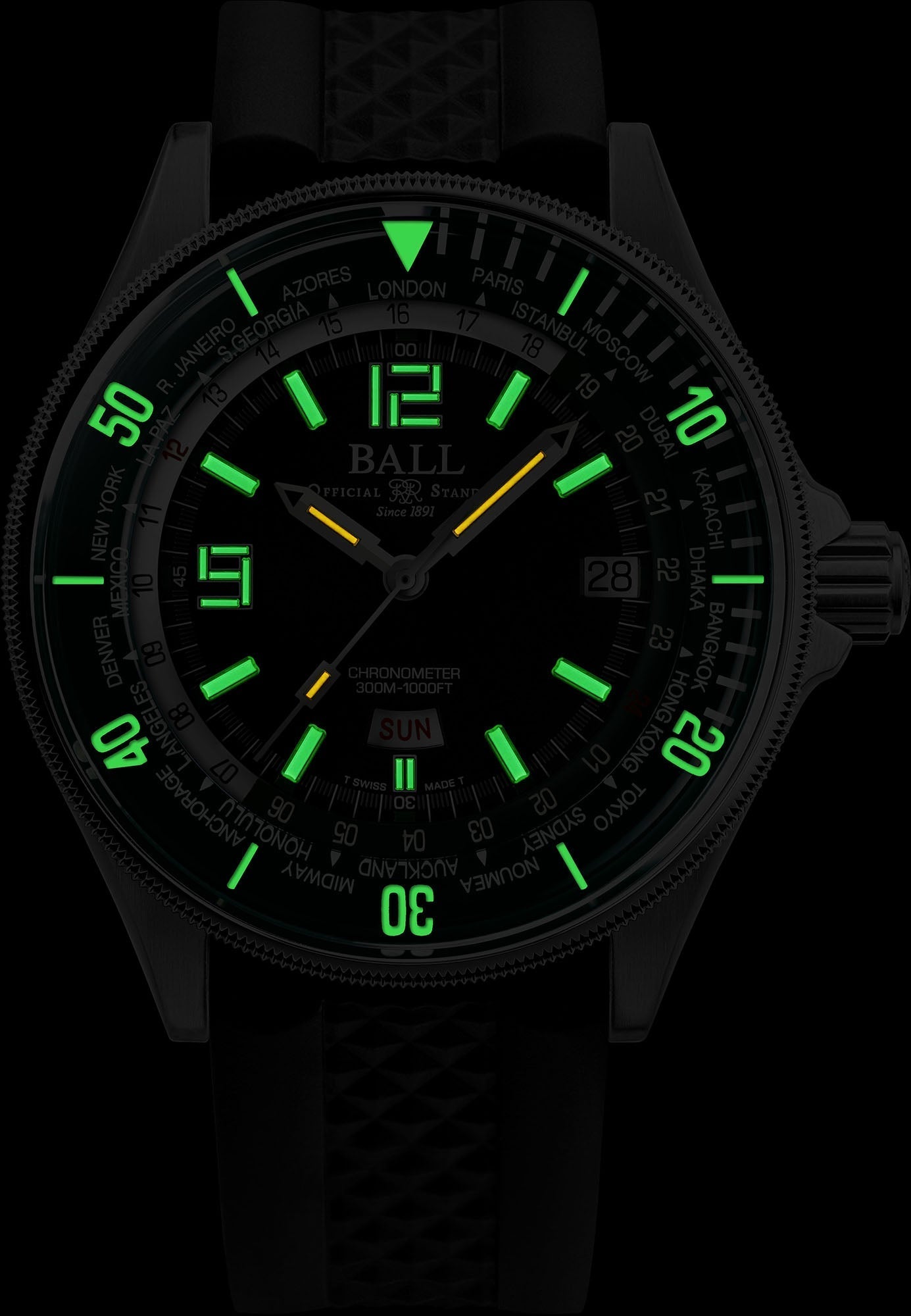 Ball Watch Company Engineer Master II Diver Worldtime Limited Edition Watch DG2232A-PC-GRBK Image 4