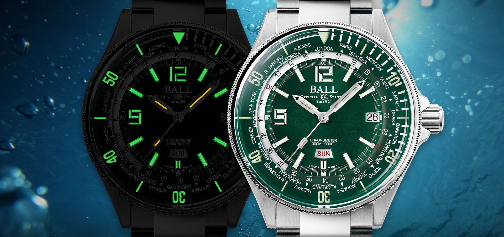 Ball Watch Company Engineer Master II Diver Worldtime Limited Edition Watch DG2232A-SC-GR Image 6