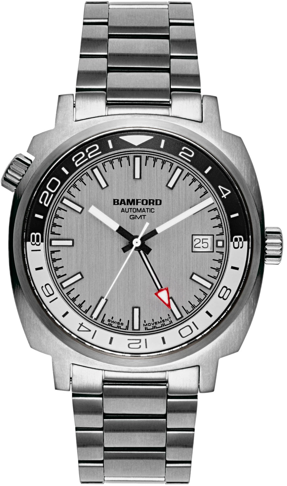 Bamford Watch GMT Steel Black White GMT-SS-BLK-WHI