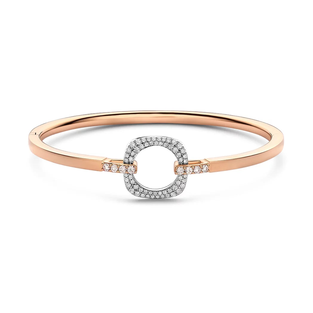 Bigli Elements 18ct Rose Gold and White Gold Diamond Bangle Bracelet BIG-002 Image 1